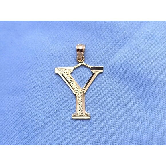 Unique 14K Karat Solid Yellow Gold Designer Initial Letter 